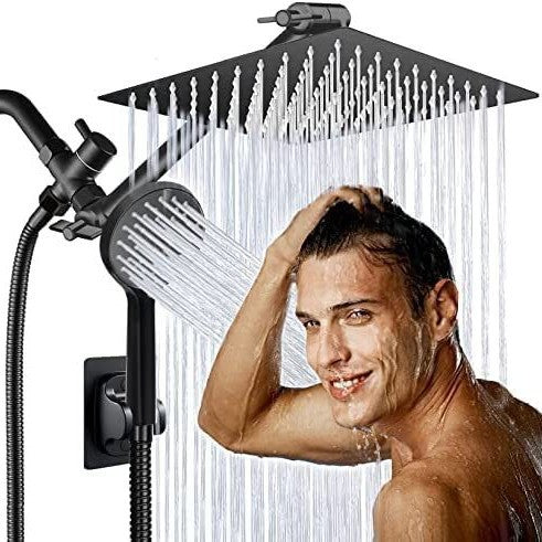 5-Setting Rainfall Shower Head Set – 8" & 10" Square, Chrome or Black | Wall-Mounted