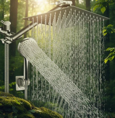 5-Setting Rainfall Shower Head Set – 8" & 10" Square, Chrome or Black | Wall-Mounted - TokyoHome