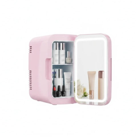 4L Mini Beauty Fridge – Skincare & Makeup Refrigerator with Mirror Door, Cooling & Heating