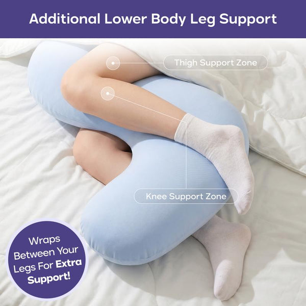 Dual-wave memory foam body pillow providing 4-point support for side sleepers