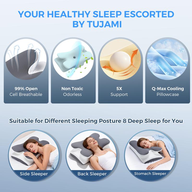 Ergonomic Memory Foam Cervical Pillow – Butterfly Shape for Neck & Shoulder Pain Relief - TokyoHome