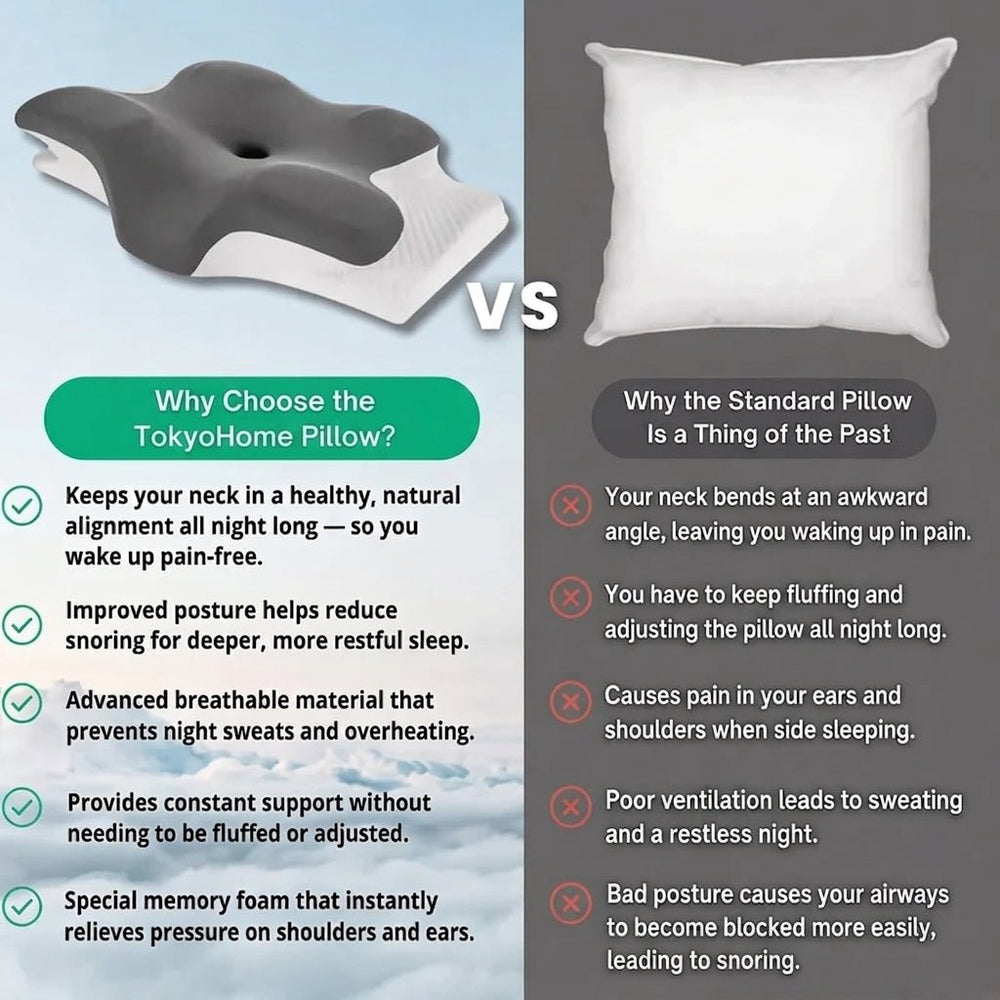 Ergonomic Memory Foam Cervical Pillow – Butterfly Shape for Neck & Shoulder Pain Relief - TokyoHome