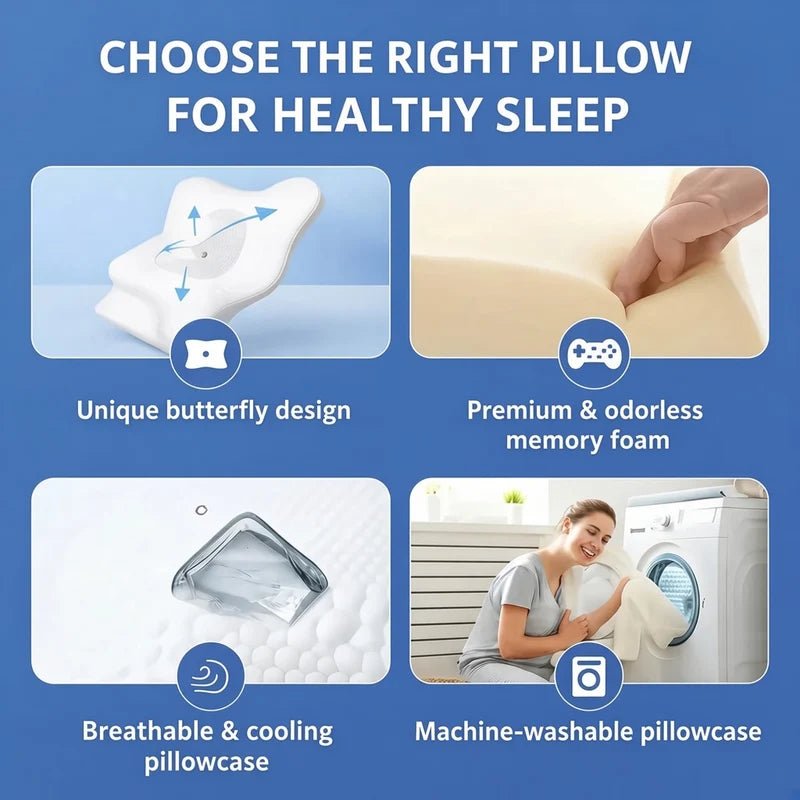 Ergonomic Memory Foam Cervical Pillow – Butterfly Shape for Neck & Shoulder Pain Relief - TokyoHome