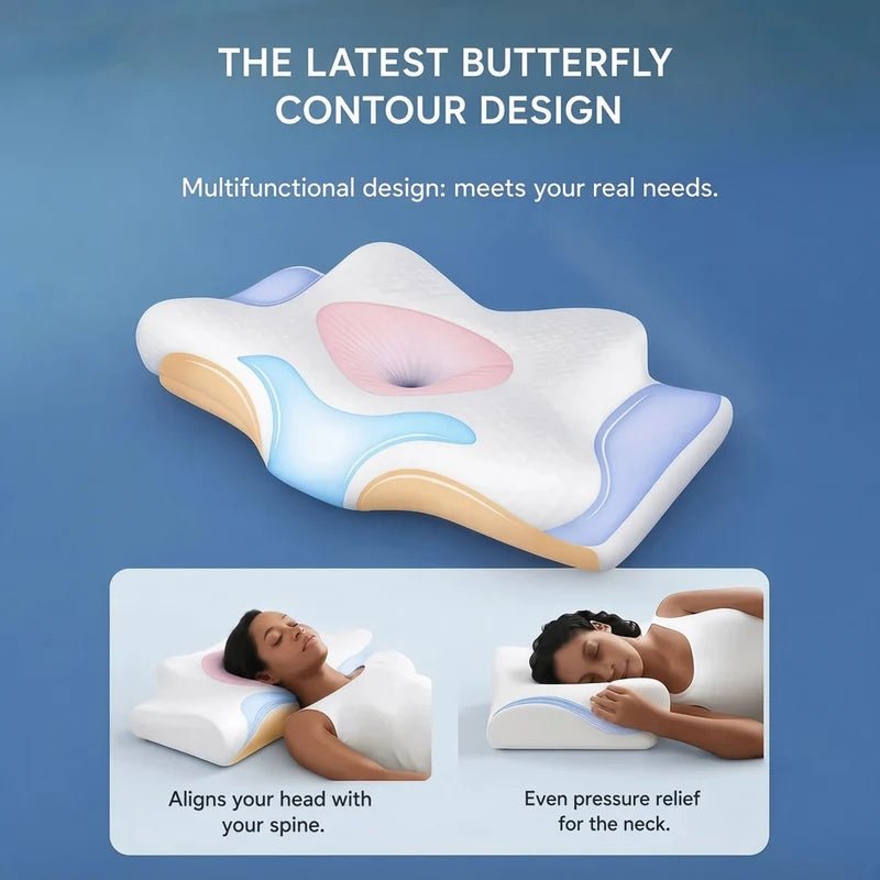 Ergonomic Memory Foam Cervical Pillow – Butterfly Shape for Neck & Shoulder Pain Relief - TokyoHome