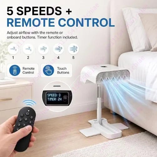 Portable Quilt Fan – 5-Speed Remote Control Bed Fan for Better Sleep - TokyoHome